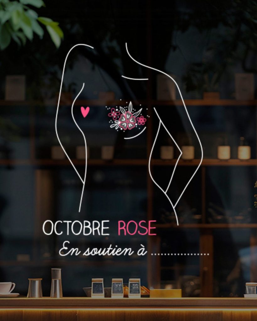 Marine Chalayer_peinture sur vitrine_Octobre_Rose_Tarare_rhone _ alpes