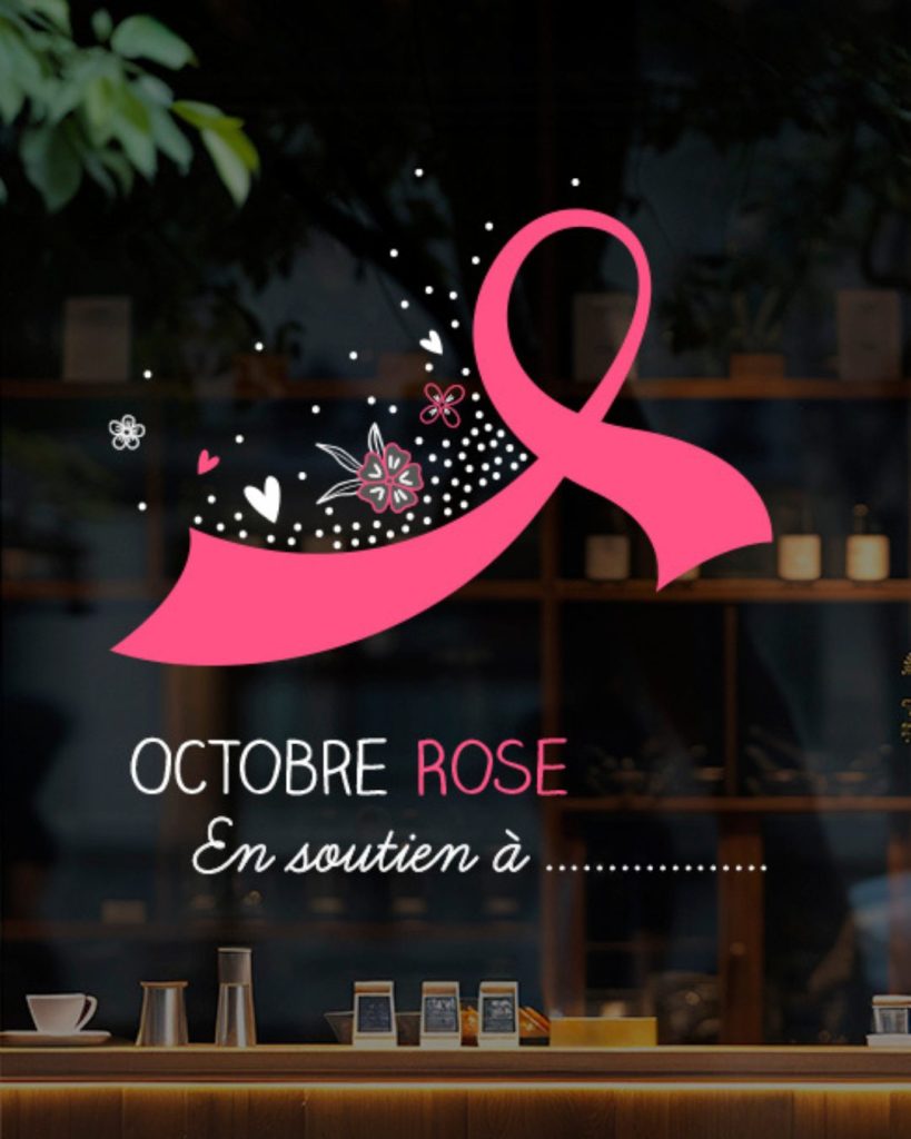 Marine Chalayer_peinture sur vitrine_Octobre_Rose_Tarare_rhone _ alpes
